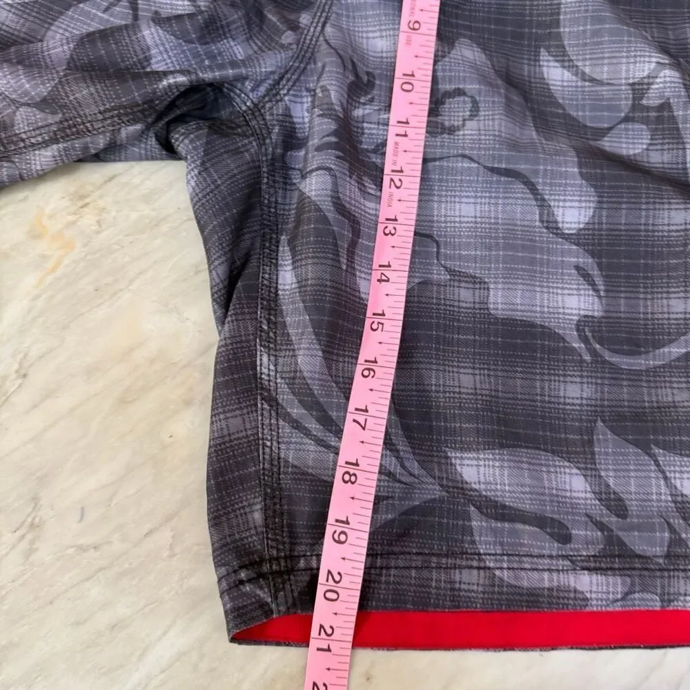 Speedo Swimwear Mens gray floral Plaid Trunks Pocket Stretch Pull On Lining Sz M
